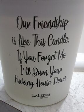 Laleena White Scented Candle In Lavendar with Scripted Quote